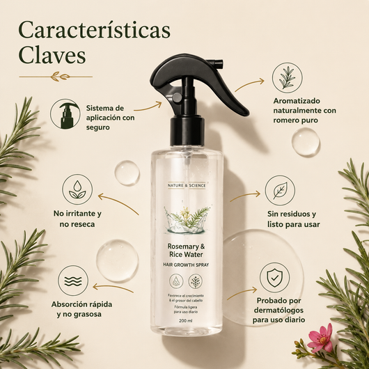 Spray Romero & Agua de Arroz - 200 ml